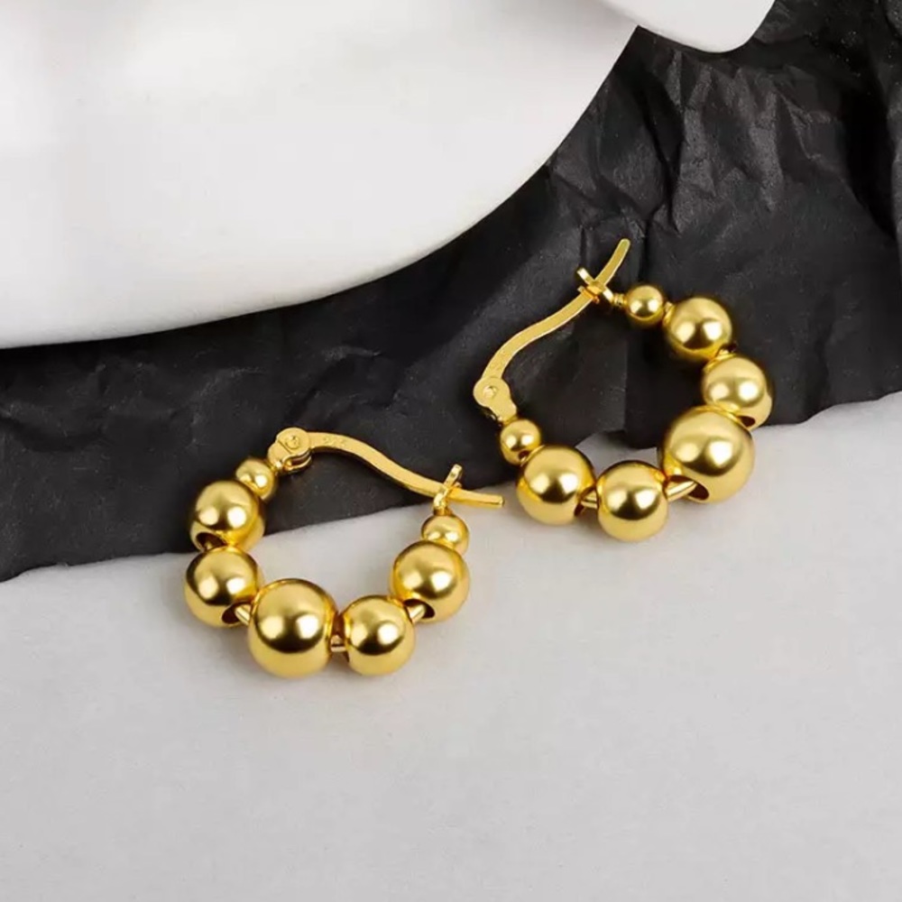 New 18K Gold Vermeil Sterling Silver 925 Bubble Hoop Earrings set